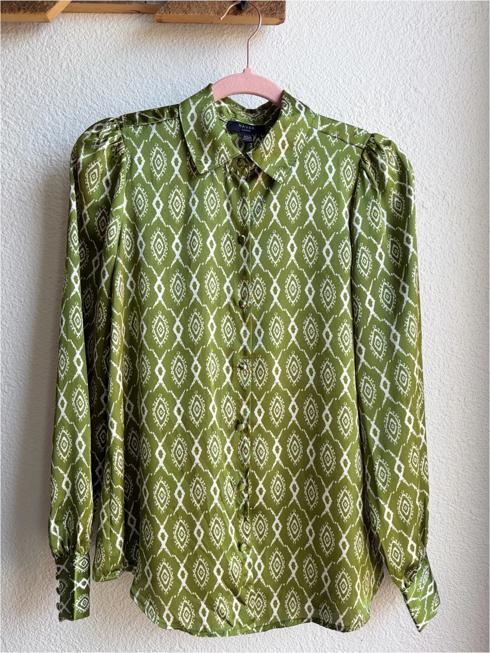 Haver Green Southwestern Print Blouse XS